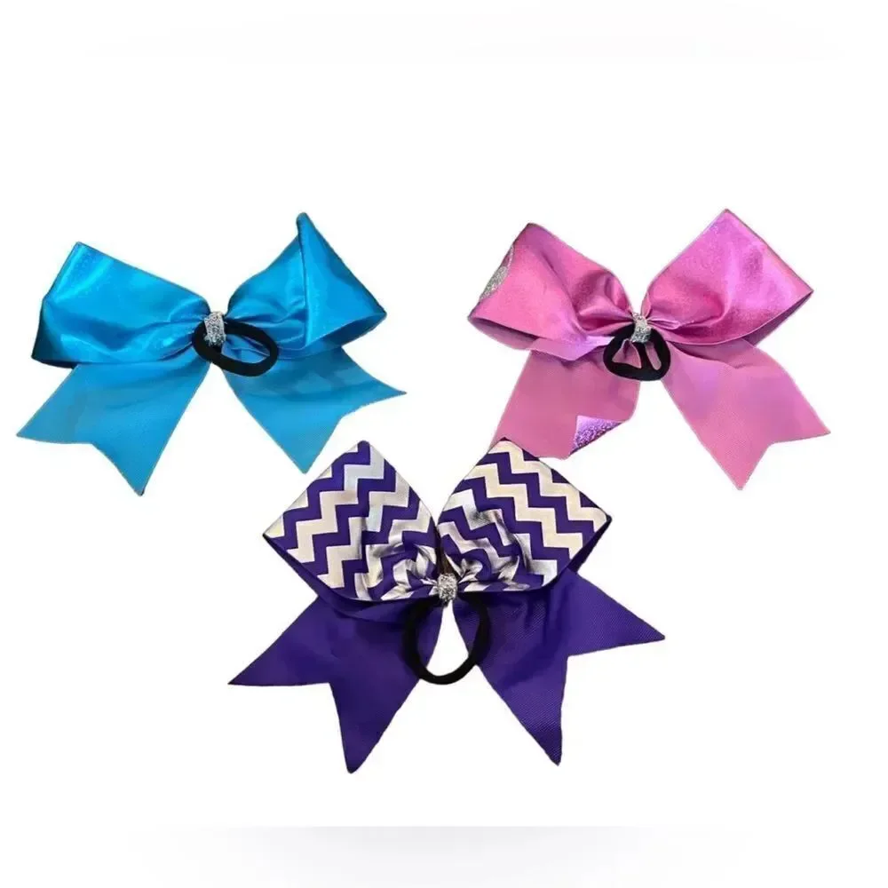 Bundle of 3 Large 8” Cheer Bows – High Quality